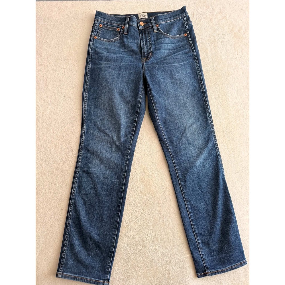 J.Crew Womens 28 Blue Jeans Straight High Rise Dark Wash Denim Classic